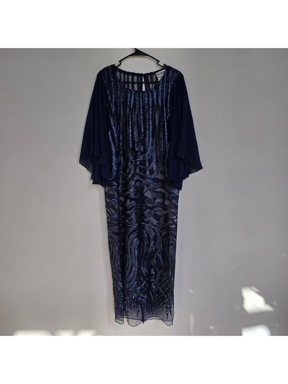 Pret a Porter by Carlota Alfaro Navy Sequin Chiffon Evening Dress Size Medium